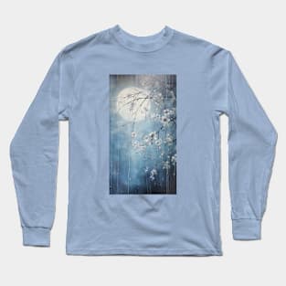 white blossoms in full moon Long Sleeve T-Shirt